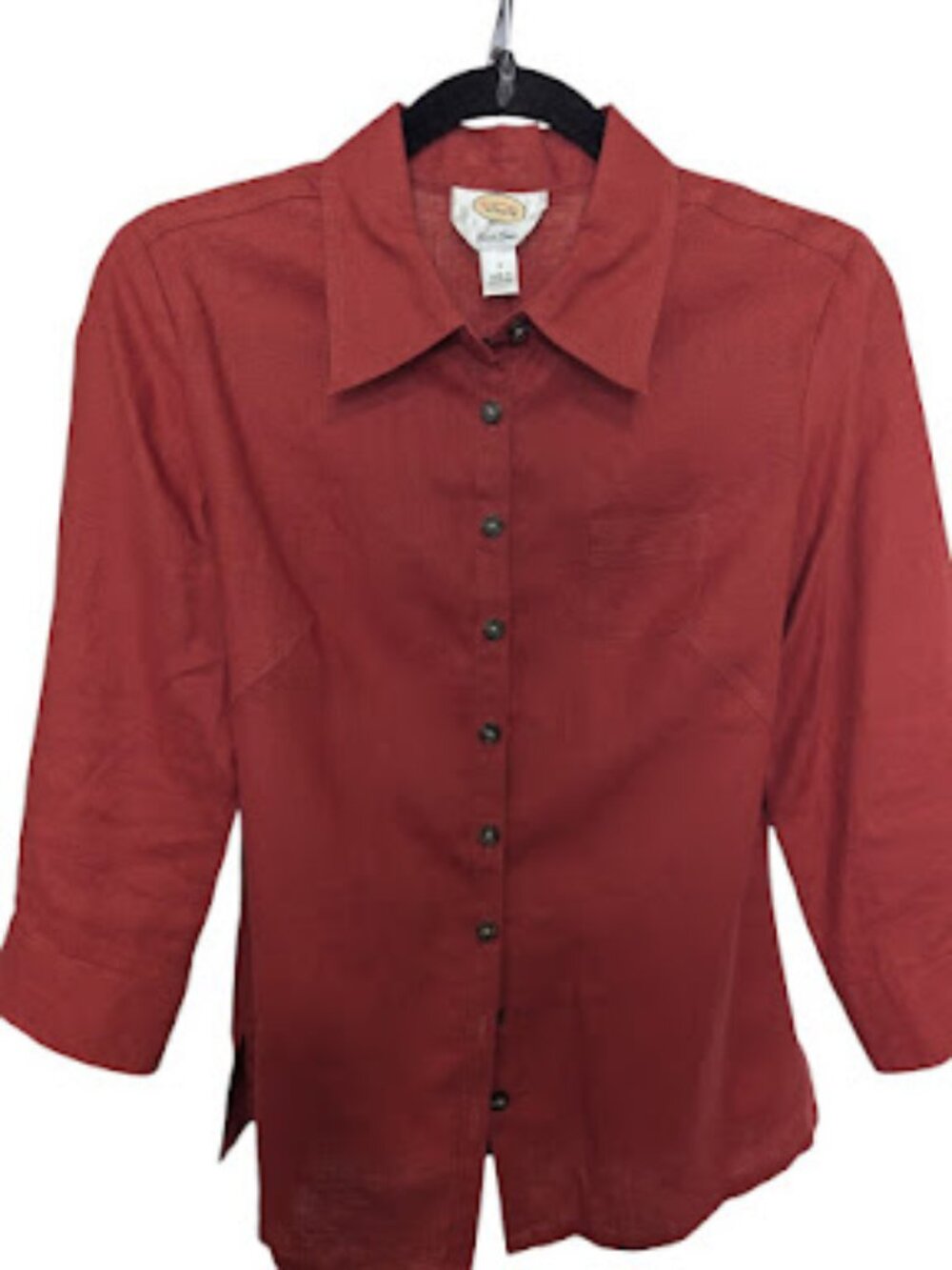 Talbots 100% Irish Linen Shirt Women's Size 4 Coral Red